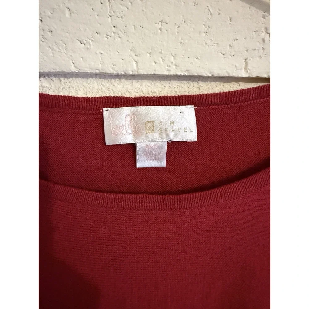 Belle by Kim Gravel Sweater Poncho with Tassels Size Medium/Large-Red